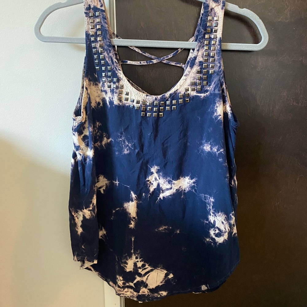 Blue tie dye tank